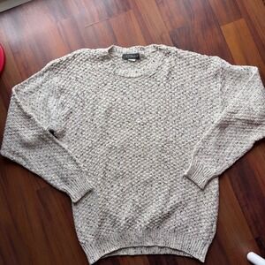 A. J. Michael Mens Knit Sweater XXLT Speckled Cream Long Sleeve Crew‎ Neck